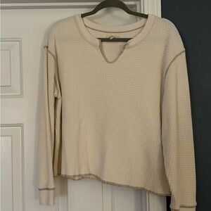 Madewell Cream Waffle Knit Sweatshirt